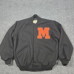 Maverick Varsity Jacket Mens Small Wool Bomber Snap Button Letterman M Patch